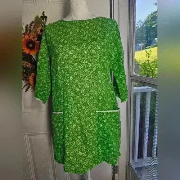 Vintage apron shirt tie in the back green size l - Picture 1 of 3